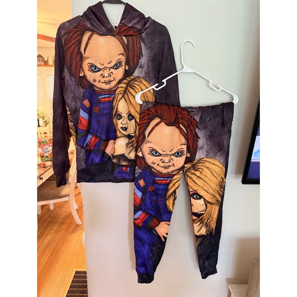 Chucky Tiffany Tracksuit Hoodie Joggers Set Child's‎ Play Horror Sweatsuit S